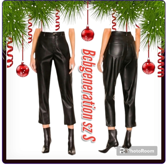 BCBGENERATION High-Rise Straight-Leg Faux Leather Black Pants - Picture 10 of 10